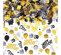 Number 50 Birthday Party Confetti,15g Black and Gold Table Glitter Confetti, Happy 50th Birthday Celebration Sequins for Women