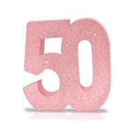 Number 50 Glitter Table Decoration Centrepiece Pink,50th Birthday Table Decorations for Women,20cm Sparkly 50 Sign Table Number Topper for Birthday Wedding Anniversary Table Decorations