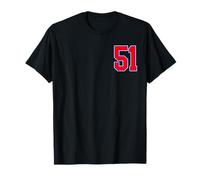 Number 51 college sports style in Red Blue white T-Shirt