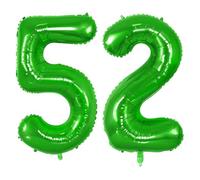 Number 52 Balloons for 52nd Birthday Party Decorations, 0-100 Large No.52 Balloons for Women Men and Mother Dad, 40 Inch Fruit Green Foil Helium Balloon for 52 Year Old Anniversary Decorations