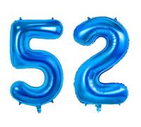 Number 52 Balloons for 52nd Birthday Party Decorations, 0-100 Large No.52 Balloons for Women Men and Mother Dad, 40 Inch Dark Blue Foil Helium Balloon for 52 Year Old Anniversary Decorations