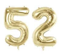 Number 52 Balloons for 52nd Birthday Party Decorations, 40" Champagne Gold Foil Helium Balloons, 40 Inch 0-100 Anniversary Supplies for Women Men and Mother Dad