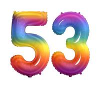 Number 53 Balloons for 53rd Birthday Party Decorations, 0-100 Large No.53 Balloons for Women Men and Mother Dad, 40 Inch Rainbow Foil Helium Balloon for 53 Year Old Anniversary Decorations