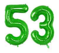 Number 53 Balloons for 53rd Birthday Party Decorations, 0-100 Large No.53 Balloons for Women Men and Mother Dad, 40 Inch Fruit Green Foil Helium Balloon for 53 Year Old Anniversary Decorations