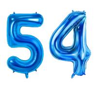 Number 54 Balloons for 54th Birthday Party Decorations, 0-100 Large No.54 Balloons for Women Men and Mother Dad, 40 Inch Dark Blue Foil Helium Balloon for 54 Year Old Anniversary Decorations