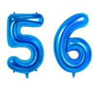 Number 56 Balloons for 56th Birthday Party Decorations, 0-100 Large No.56 Balloons for Women Men and Mother Dad, 40 Inch Dark Blue Foil Helium Balloon for 56 Year Old Anniversary Decorations