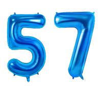 Number 57 Balloons for 57th Birthday Party Decorations, 0-100 Large No.57 Balloons for Women Men and Mother Dad, 40 Inch Dark Blue Foil Helium Balloon for 57 Year Old Anniversary Decorations