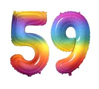 Number 59 Balloons for 59th Birthday Party Decorations, 0-100 Large No.59 Balloons for Women Men and Mother Dad, 40 Inch Rainbow Foil Helium Balloon for 59 Year Old Anniversary Decorations