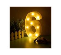 (Number 6) 22cm LED Light Up Numbers White 0-9 Wedding Birthday Party Battery Powered Lamp