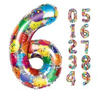 Number 6 Balloon 40 Inch, 6th Birthday Balloon for Boy Girl,Colourful Jumbo 16 60 61 65 Foil Mylar Helium Number Balloons Birthday Party Anniversary Events Decorations