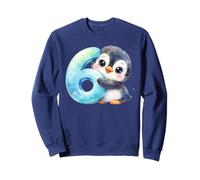 Number 6 Penguin Watercolor Cute Baby Animal Counting Kids Sweatshirt