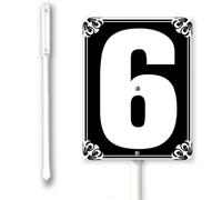 Number 6 Sign with Stake for Outside Lawn 4.6x6inch Aluminium Yard Decorations Metal Fade Resistant Black Numbered Signs for Out door Yard Driveway Home Easy to Install