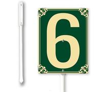 Number 6 Sign with Stake for Outside Lawn 8x12inch Aluminium Yard Decorations Metal Fade Resistant Green Numbered Signs for Out door Yard Driveway Home Easy to Install
