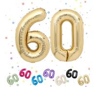 Number 60 Balloon, Light Gold 60 Number Balloons, Helium Foil 40" Balloons Number 60, 60th Birthday Balloon,Number 60 Digital Balloons for 60th Boys Girls Birthday Anniversary Party Decorations