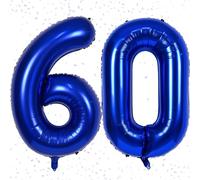 Number 60 Balloons, Navy Blue 60 Number Balloons, 40 Inch Navy Blue 60 Balloons Self Inflating, Large Foil Mylar Helium Blue Digit Balloons for 60nd 6th Birthday Anniversary Party Decoration