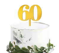 Number 60 Cake Topper Happy 60th Birthday Cake Topper Gold Mirror Anniversary Cake Decoration Party Cake Decorations Supplies