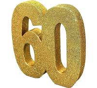 Number 60 Glitter Table Decoration Gold| Table Centrepiece | Table Decorations Centrepiece | 60th Birthday Decorations | Pack of 1 | 20cm |H105