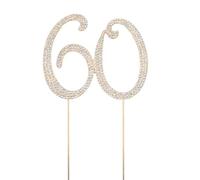Number 60 Rhinestone Birthday Cake Topper Number Pick 60th Decoration For Anniversary Party Decoration Supply Gold