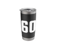 Number 60 Sixty Age Year Sport Jersey #60 Front & Back Stainless Steel Insulated Tumbler