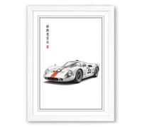 Number 62 Racing Car Minimalist Framed Wall Art Print A1 (84.1×59.4cm) White, Wall Decor for Living Room, Bedroom, Office & Home, Ready to Hang, Art Gift