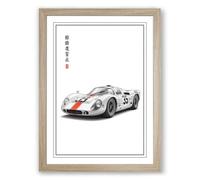 Number 62 Racing Car Minimalist Framed Wall Art Print A3 (42×29.7cm) Oak, Wall Decor for Living Room, Bedroom, Office & Home, Ready to Hang, Art Gift