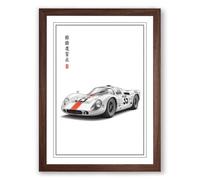 Number 62 Racing Car Minimalist Framed Wall Art Print A3 (42×29.7cm) Walnut, Wall Decor for Living Room, Bedroom, Office & Home, Ready to Hang, Art Gift