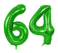 Number 64 Balloons for 64th Birthday Party Decorations, 0-100 Large No.64 Balloons for Women Men and Mother Dad, 40 Inch Fruit Green Foil Helium Balloon for 64 Year Old Anniversary Decorations