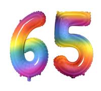 Number 65 Balloons for 65th Birthday Party Decorations, 0-100 Large No.65 Balloons for Women Men and Mother Dad, 40 Inch Rainbow Foil Helium Balloon for 65 Year Old Anniversary Decorations