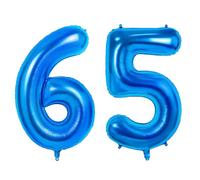 Number 65 Balloons for 65th Birthday Party Decorations, 0-100 Large No.65 Balloons for Women Men and Mother Dad, 40 Inch Dark Blue Foil Helium Balloon for 65 Year Old Anniversary Decorations