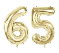 Number 65 Balloons for 65th Birthday Party Decorations, 40" Champagne Gold Foil Helium Balloons, 40 Inch 0-100 Anniversary Supplies for Women Men and Mother Dad