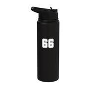 Number 66 - Minimalist Birthday Sports Team Jersey Numbered Stainless Steel Insulated Water Bottle