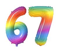 Number 67 Balloons for 67th Birthday Party Decorations, 0-100 Large No.67 Balloons for Women Men and Mother Dad, 40 Inch Rainbow Foil Helium Balloon for 67 Year Old Anniversary Decorations