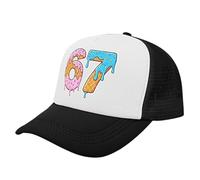 Number 67 Baseball Hats for Adult Kids, Funny Ice Cream Drip Printed Baseball Caps, Adjustable 67 Headwear for Travel Sports Golf Daily Running Walking