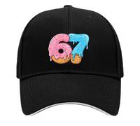 Number 67 Baseball Hats for Adult Kids, Funny Ice Cream Drip Printed Baseball Caps, Adjustable 67 Headwear for Travel Sports Golf Daily Running Walking