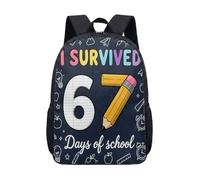 Number 67 Cursed Print Backpack - Faith-Core Chaos Aesthetic Rucksack for Daily Commute 17 Inch