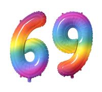 Number 69 Balloons for 69th Birthday Party Decorations, 0-100 Large No.69 Balloons for Women Men and Mother Dad, 40 Inch Rainbow Foil Helium Balloon for 69 Year Old Anniversary Decorations