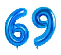 Number 69 Balloons for 69th Birthday Party Decorations, 0-100 Large No.69 Balloons for Women Men and Mother Dad, 40 Inch Dark Blue Foil Helium Balloon for 69 Year Old Anniversary Decorations