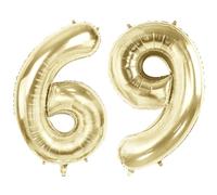 Number 69 Balloons for 69th Birthday Party Decorations, 40" Champagne Gold Foil Helium Balloons, 40 Inch 0-100 Anniversary Supplies for Women Men and Mother Dad