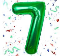 Number 7 Balloon, Dark Green Number Balloons 7, 40"Large Self Inflating Foil Balloons Number 7,Dark Green 7 Birthday Balloon for 7th Boys Girls Women Men Birthday Anniversary Theme Party Decorations