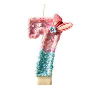 Number 7 Birthday Candles, Pink Number 7 Candle, Birthday Cake Candle Decorations with Bunny Ears and Glitter Sequin for Girls Party & Anniversary, 7.5cm