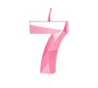 Number 7 Candles for Birthday Cake - 7th Birthday Candles, Cake Toppers in Pink