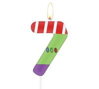 Number 7 Candles - Green, Purple, White for Children's Birthday & Cartoon Buzz Plane Theme Party
