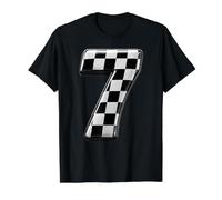 Number 7 Checkered Flag Birthday Boy Race Car Party Pit Crew Value Graphic T-Shirt, Men, Black, S