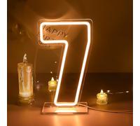 Number 7 Neon Sign for Wall Decor Digits Seven LED Sign for birthday Number 7 Light Sign for Pub Wall Decor Arabic Numerals 7 Sign for Wedding,Anniversary,Party,size 7.1 * 11.8 inches(XD296)