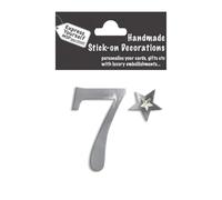Number 7 (Silver Foil) Age Topper with Sparkly Gem Star - Self Adhesive Greeting Card Craft Embellishment Stickers for Card Making, Gift Wrapping, Scrapbooking, Paper Crafts and DIY Projects