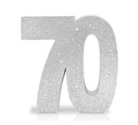 Number 70 Glitter Table Decoration Centrepiece Silver,70th Birthday Table Decorations for Women Men,20cm Sparkly 70 Sign Table Number Topper for Birthday Wedding Anniversary Table Decorations