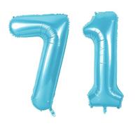 Number 71 Balloons for 71st Birthday Party Decorations, 0-100 Large No.71 Balloons for Women Men and Grandpa Grandma, 40 Inch Jewelry Blue Foil Helium Balloon for 71 Year Old Anniversary Decorations