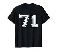 Number 71 Seventy One Distressed Vintage Varsity Sports Team T-Shirt