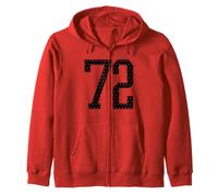 Number 72 Sports Team 72nd Jersey Varsity Birthday Football Zip Hoodie