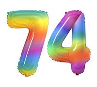 Number 74 Balloons for 74th Birthday Party Decorations, 0-100 Large No.74 Balloons for Women Men and Grandpa Grandma, 40 Inch Rainbow Foil Helium Balloon for 74 Year Old Anniversary Decorations